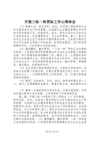 开展三标一体贯标工作体会心得