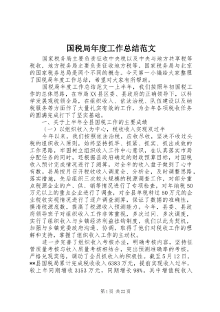 国税局年度工作总结范文 