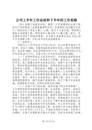 公司上半年工作总结和下半年的工作思路 