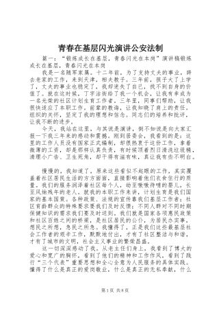 青春在基层闪光演讲公安法制