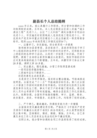 副县长个人总结提纲 