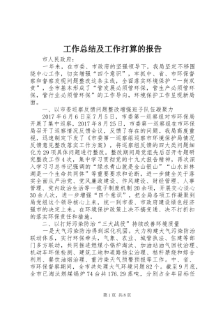 工作总结及工作打算的报告 