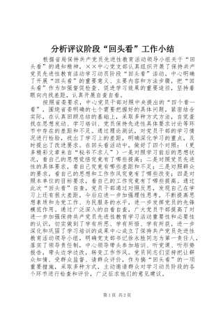 分析评议阶段“回头看”工作小结 