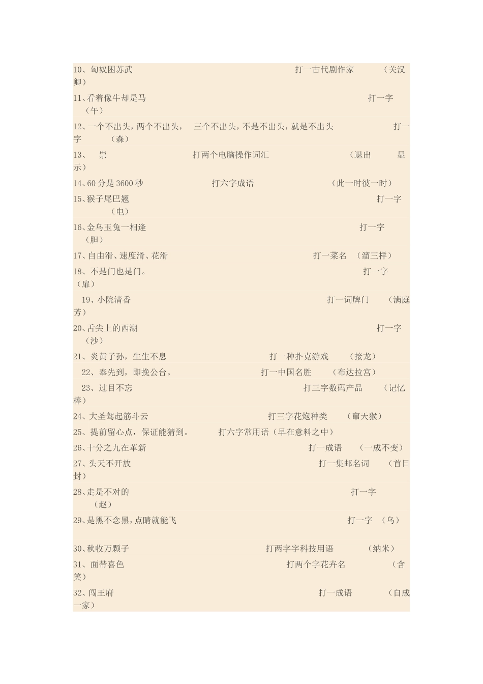 2014中国谜语大会所有谜语及答案_第3页