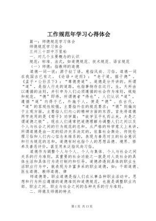 工作规范年学习体会心得