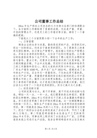 公司董事工作总结 