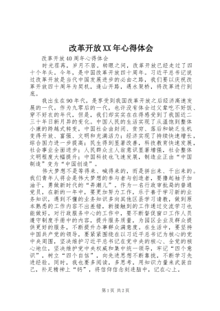 改革开放XX年体会心得