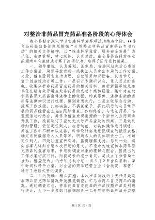 对整治非药品冒充药品准备阶段的体会心得