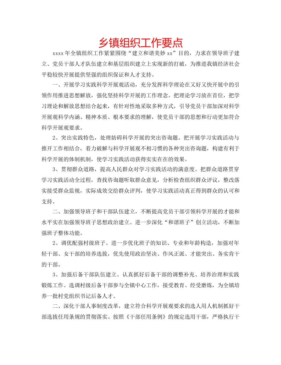 乡镇组织工作要点 _第1页