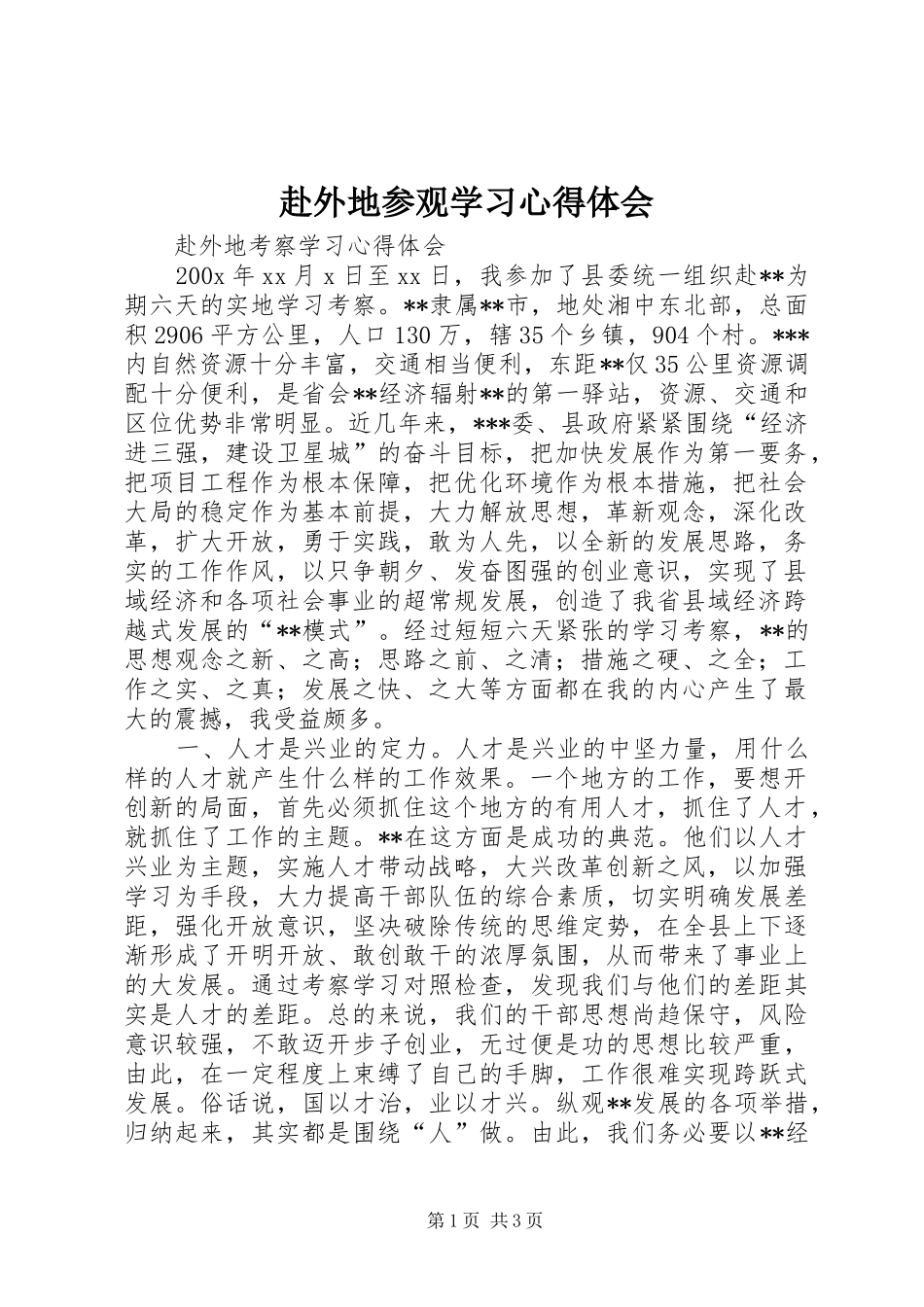 赴外地参观学习体会心得3_第1页