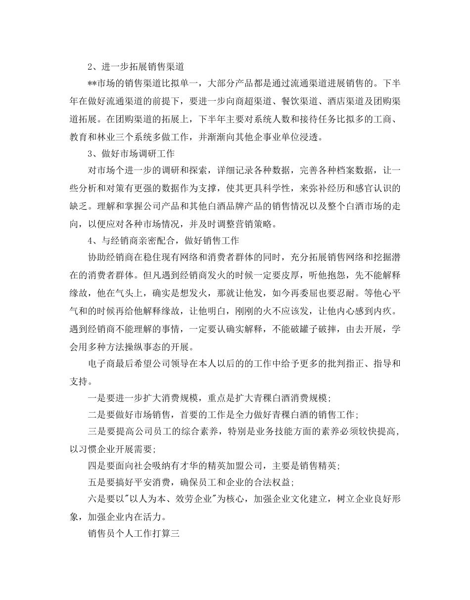 销售员个人工作参考计划范例 _第3页