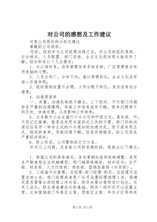 对公司的感想及工作建议