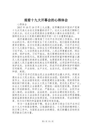 观看十九大开幕会的体会心得3