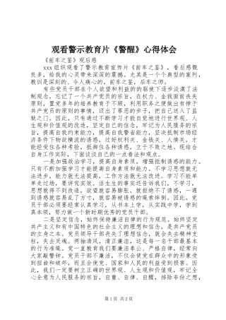 观看警示教育片《警醒》体会心得3