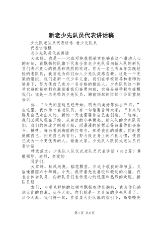 新老少先队员代表的讲话发言稿