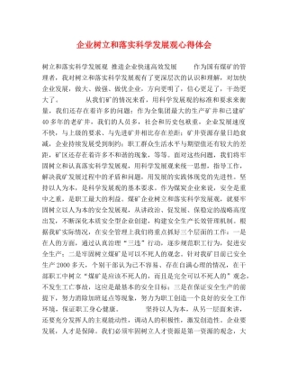 企业树立和落实科学发展观心得体会 