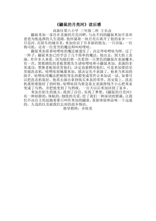 王乐垚《鼹鼠的月亮河》读后感