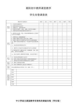 教师优化教学学生问卷调查表