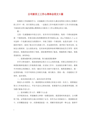 公司新员工工作心得体会范文5篇 