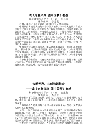 《走复兴路圆中国梦》读后感