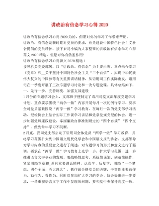 讲政治有信念学习心得2020 