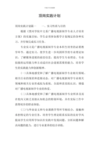 顶岗实践计划