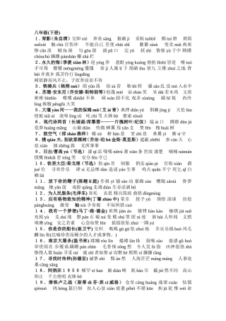 八年级下册词语拼音