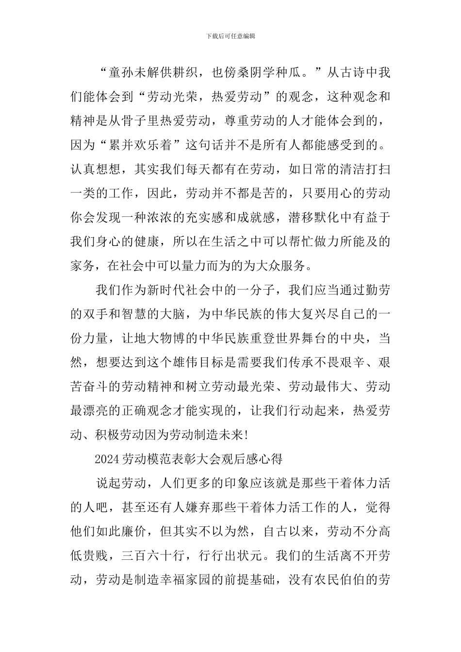 2024劳动模范表彰大会观后感心得_第2页