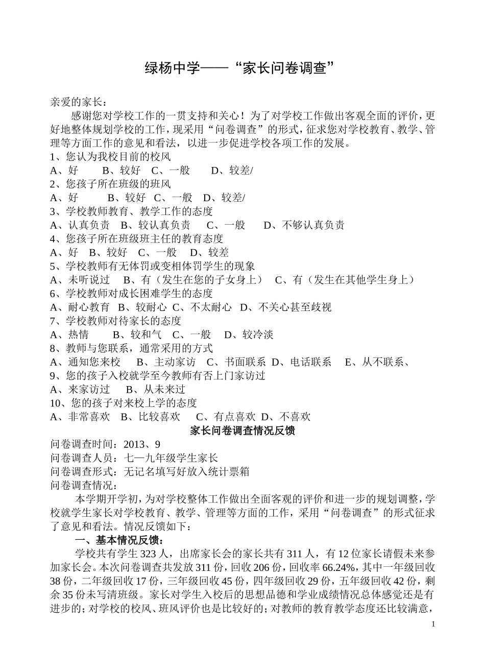 绿杨中学家长问卷调查-马春香_第1页