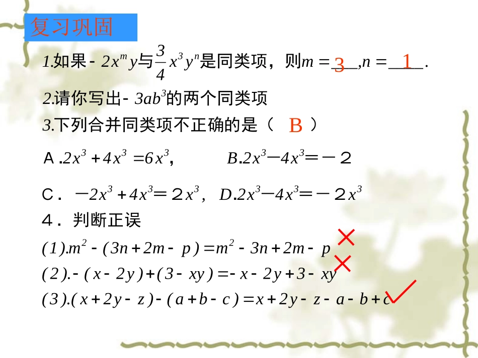 古瓶荷花——整式的加减_第3页