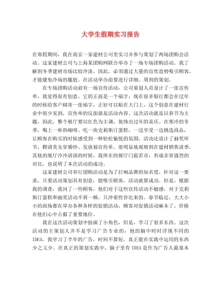 大学生假期实习报告 