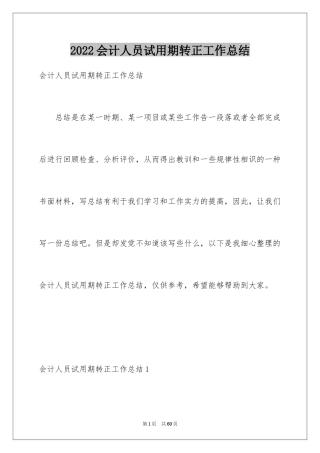 2024会计人员试用期转正工作总结