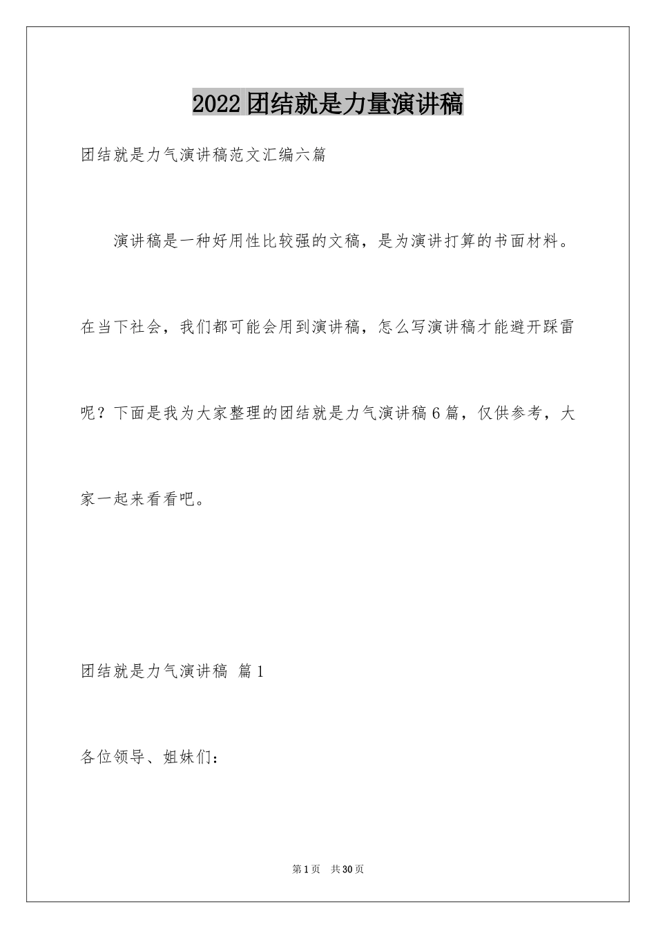 2024团结就是力量演讲稿_230_第1页