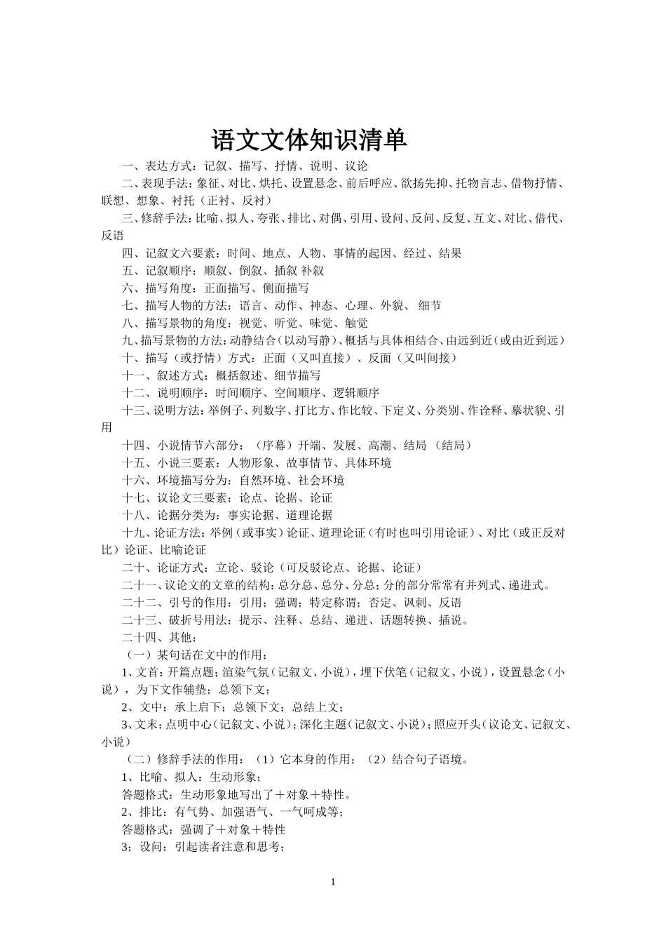 语文文体知识清单_第1页
