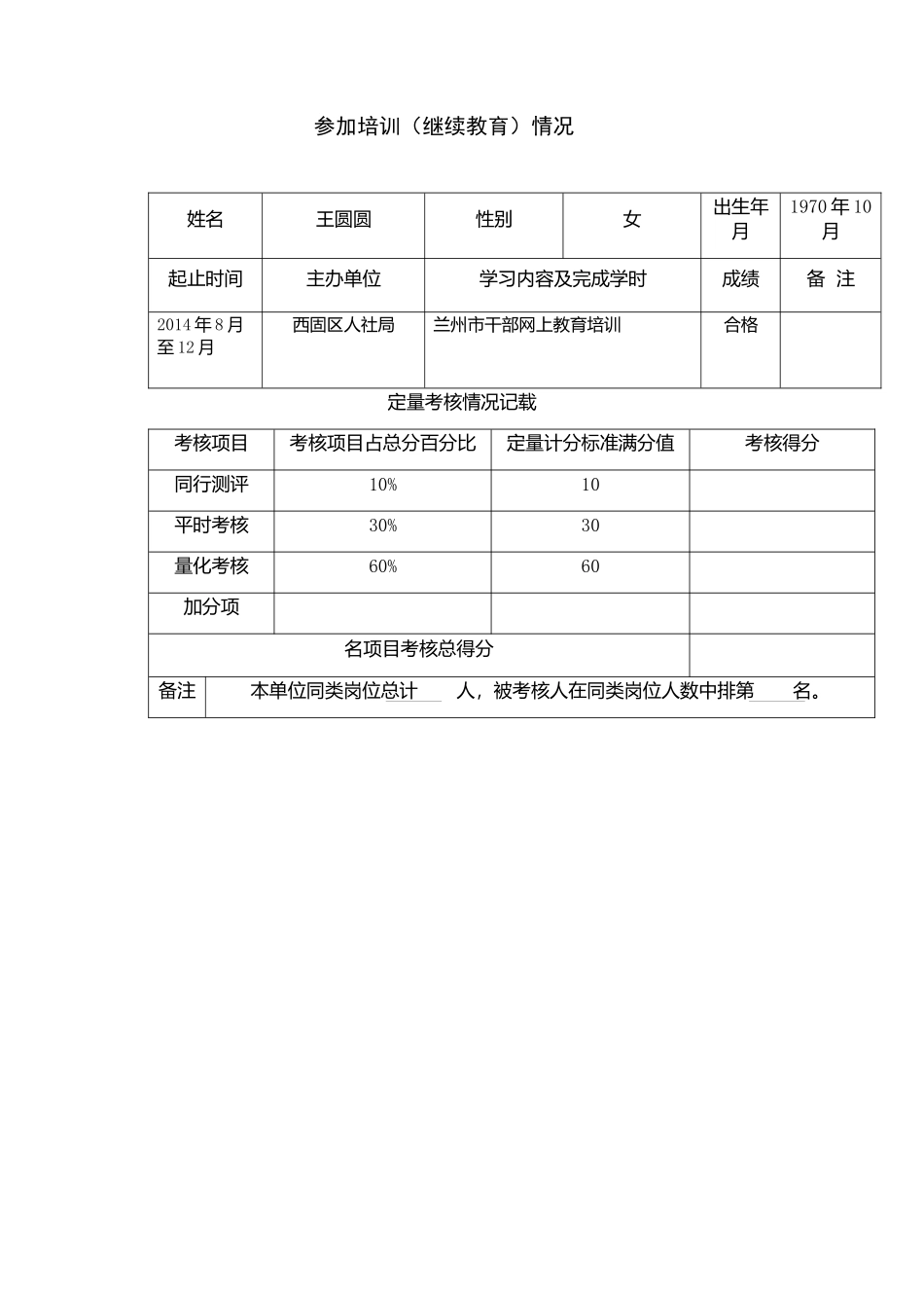 参加培训（继续教育）情况_第1页