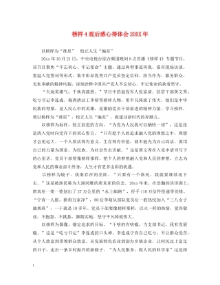 榜样4观后感心得体会20XX年 