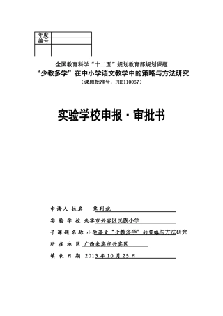 民族小学申报审批书