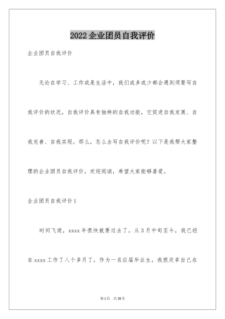2024企业团员自我评价