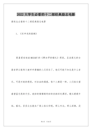 2024大学生必看的十二部经典励志电影
