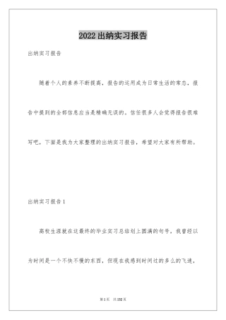 2024出纳实习报告