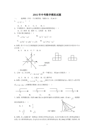 2015年中考数学模拟试题-副本