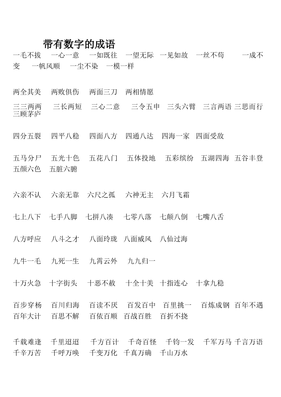 带数字的成语大全_第1页