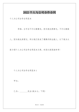 2024个人与公司合作合同