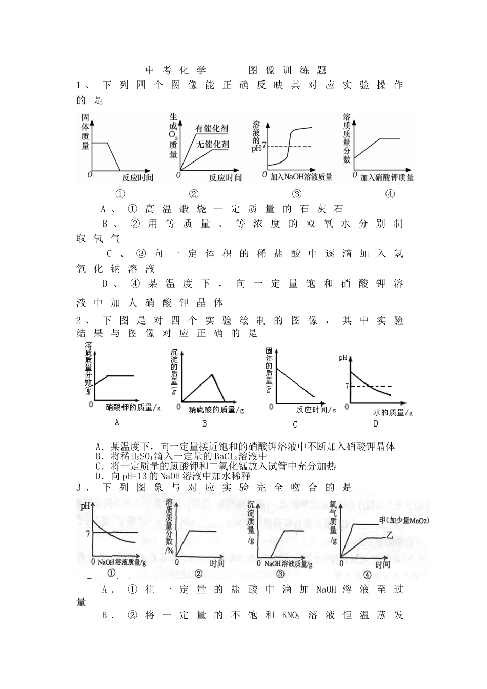 中考化学——图像试题_第1页
