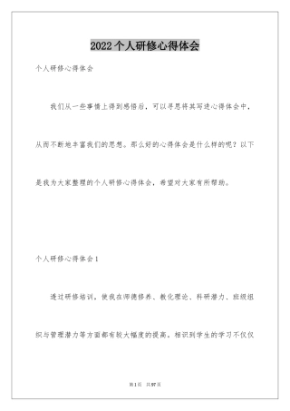 2024个人研修心得体会