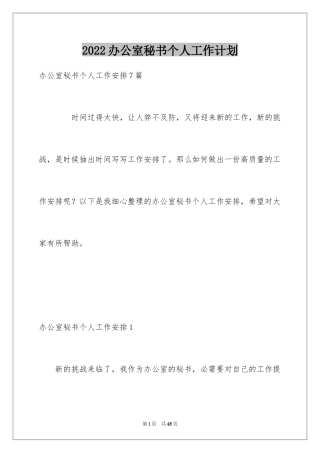 2024办公室秘书个人工作计划_1