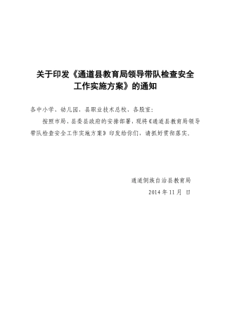 领导带队检查安全工作方案