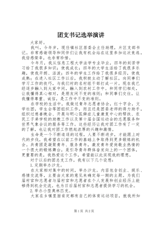 团支书记选举演讲稿