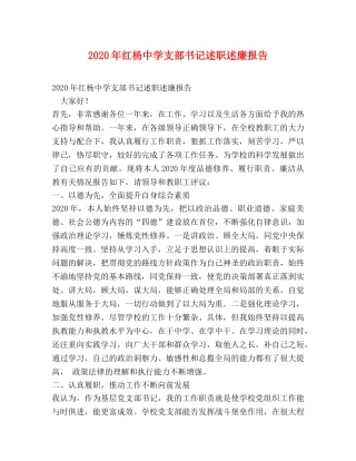 2024年红杨中学支部书记述职述廉报告 
