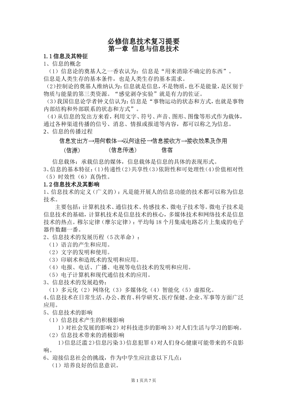 必修信息技术基础复习提要_第1页